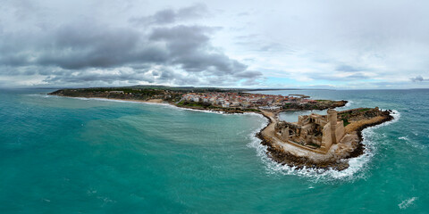Panoramic Coastal View with Historical Ruins of Castello di Le Castella