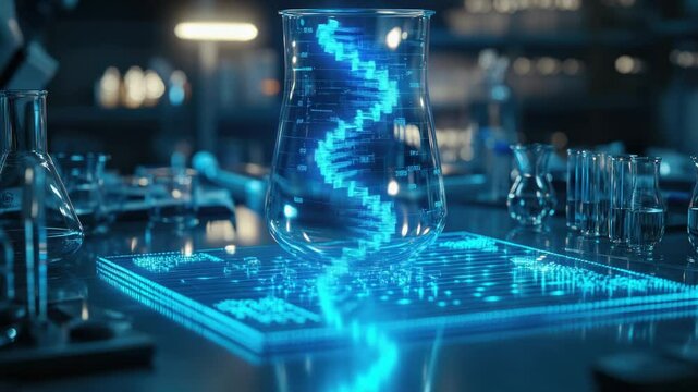 Lab equipment and glassware on a table
