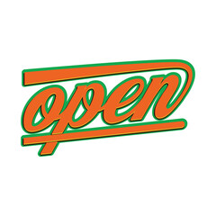 Open sign typography design graphic. Hand lettering open sign ready to print