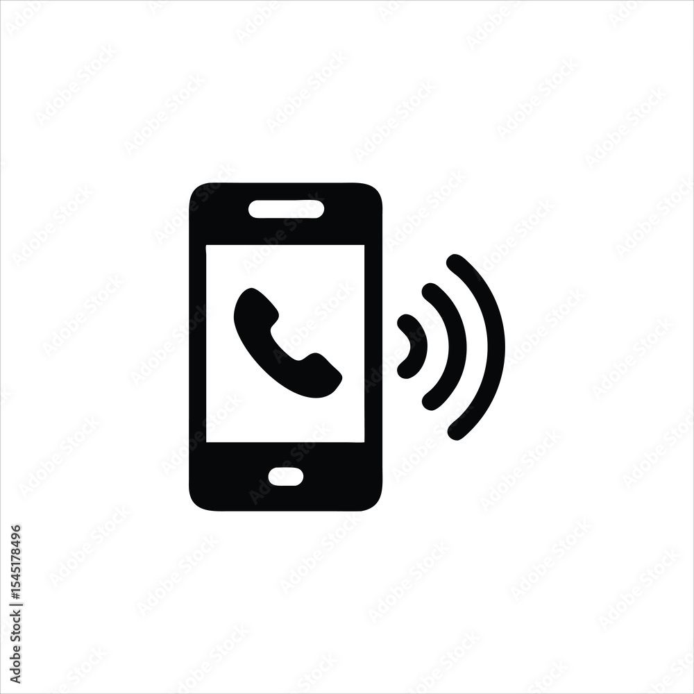Poster here's a vectorized mobile phone icon with a subtle shadow, representing modern communication techno