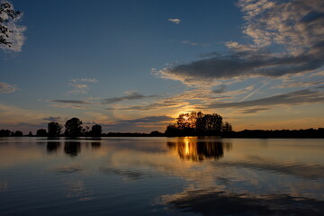 Russia. Western Siberia. Summer sunset on the Ob river near the village of Malyshevo