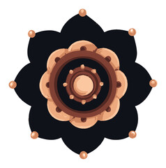 Fototapeta premium Abstract Circular Design with Flower Petals and Geometric Elements