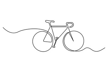 Bicycle continuous one line drawing outline vector art illustration isolated on white background

