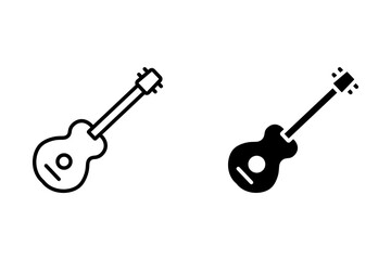 Guitar icon set. Musical instrument symbol. Acoustic and classical guitar simple line vector illustration isolated.