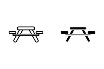 Picnic table outdoor furniture line icon vector. picnic table outdoor furniture sign. black illustration of contour symbol isolated on white background