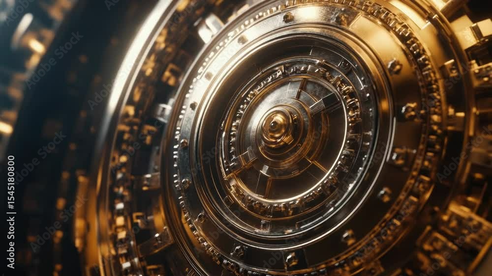 Aufkleber a detailed view of a golden clock face with intricate details and numerals
