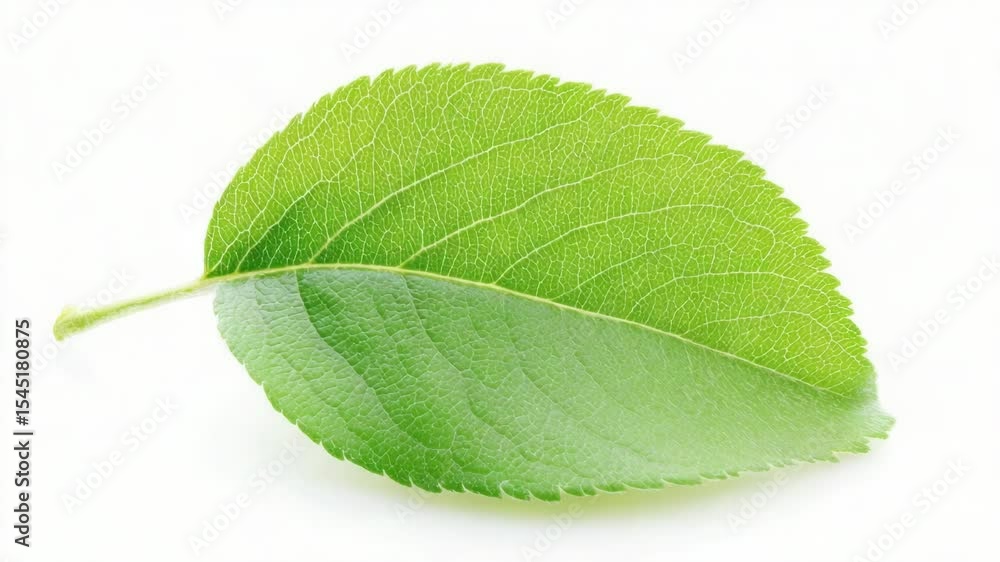 Poster a detailed view of a single leaf on a plain white surface