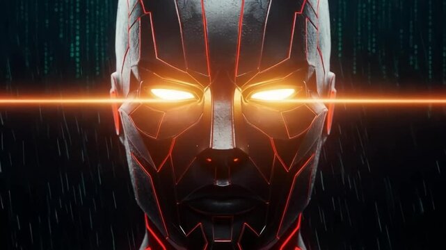 Neon Reaper - 4K Cybernetic Enforcer with Glowing Armor for Sci-Fi & Dystopian Visuals  