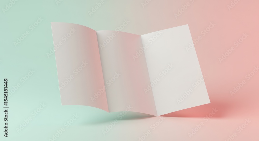 Poster open white paper on soft pastel gradient background for creative and business uses