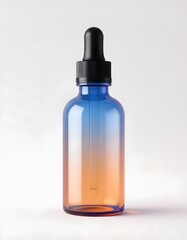 Glass dropper bottle with blue to orange gradient