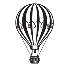 Obraz premium Hand drawn vintage art silhouette of a classic hot air balloon with striped pattern ready for adventure and travel concepts