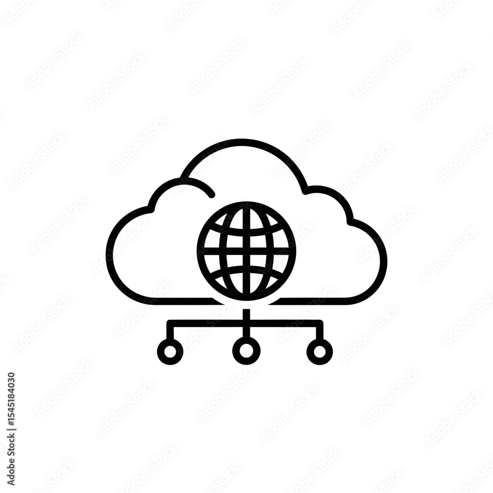 Poster cloud computing icon with globe and network connections