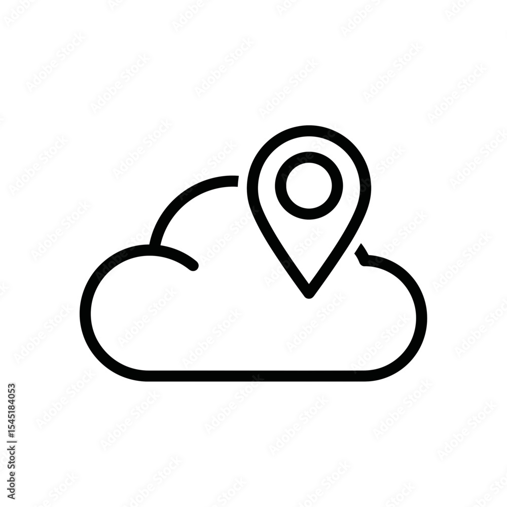 Poster cloud computing icon with location pin for digital services