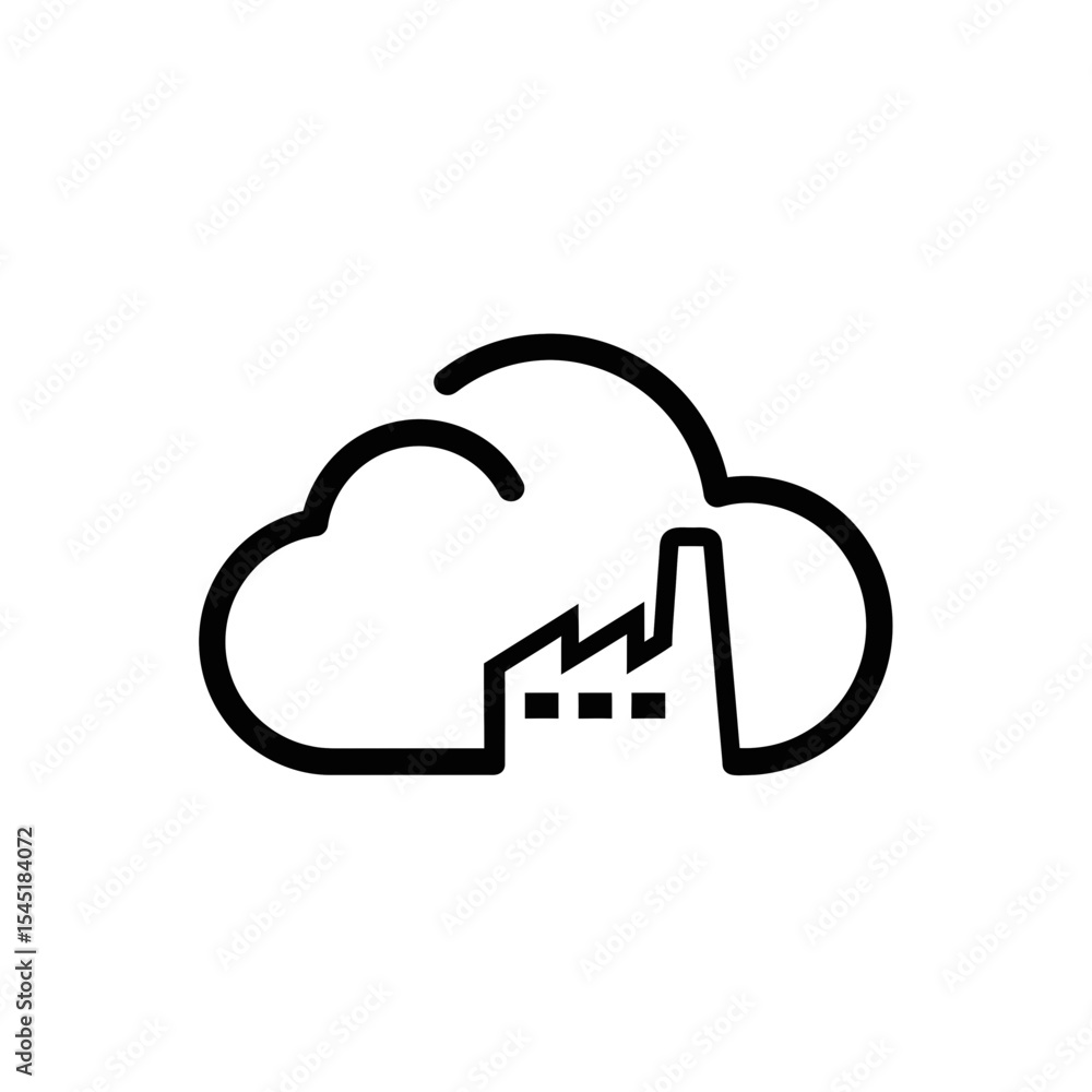 Poster cloud computing icon with factory symbolizing technology and industry