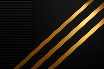 Elegant abstract composition featuring black background and gold diagonal stripes