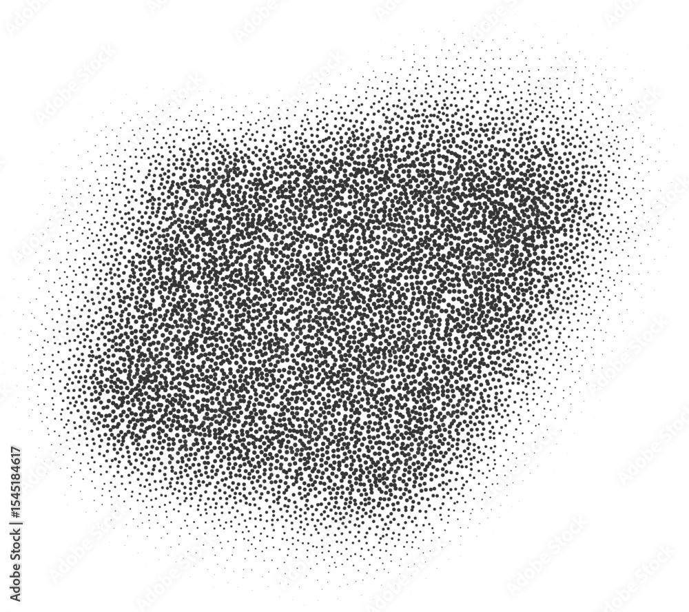 Poster grainy gradient shape with pattern of noisy sand elements. abstract stipple splash. fluid shadow wit