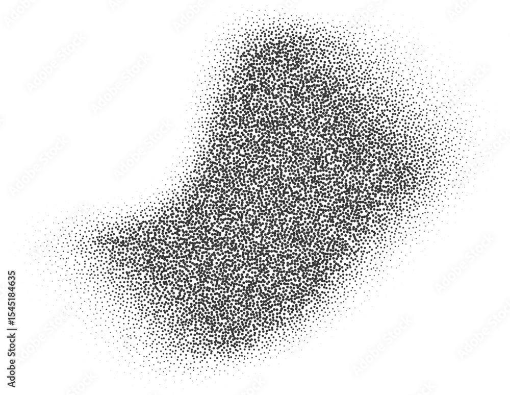 Aufkleber grainy gradient shape with pattern of noisy sand elements. abstract stipple splash. fluid shadow wit