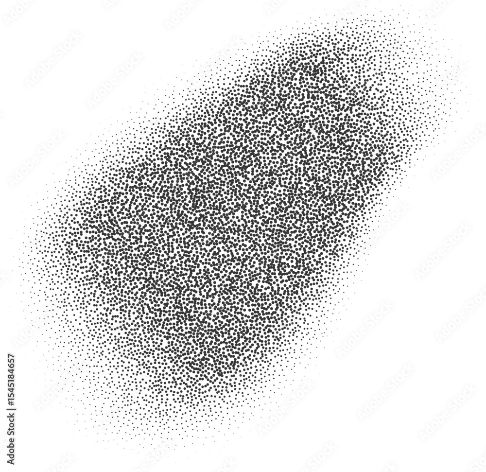 Poster grainy gradient shape with pattern of noisy sand elements. abstract stipple splash. fluid shadow wit
