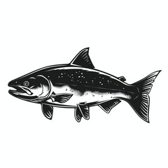 Fototapeta premium Salmon silhouette isolated in White background