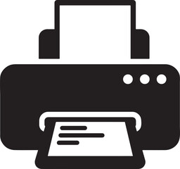 printer icon, printer paper stencil silhouette icon vector illustration