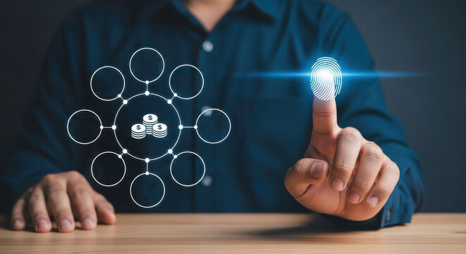 Fingerprint security digital money finance technology business investment financial data access