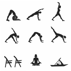 set of yoga silhouettes