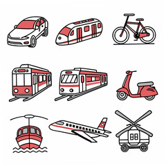 transportation icons set