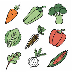 set of fresh vegetables
