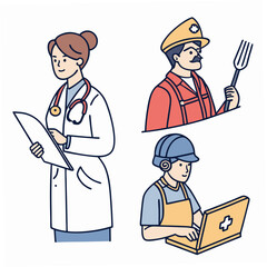 set of cartoon doctor