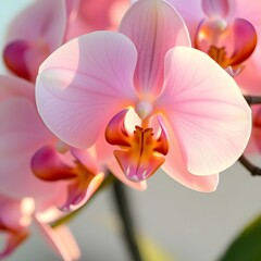 Gentle Pink Phalaenopsis Orchid Blossom with Warm Light
