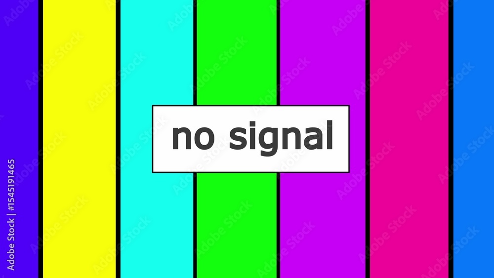 Aufkleber classic television test pattern with no signal message indicating absence of broadcast transmission 