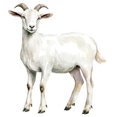 Goat, watercolor illustration vector, isolated on a white background.