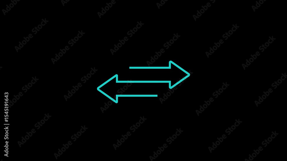 Aufkleber conceptual design featuring two opposite direction arrows in turquoise on a black background represe