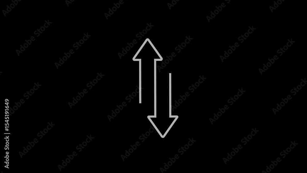 Poster up and down arrows representing direction movement transfer or exchange on black background concept
