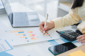 Businesswoman Analyzing Financial Data