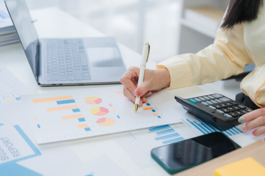 Businesswoman Analyzing Financial Data