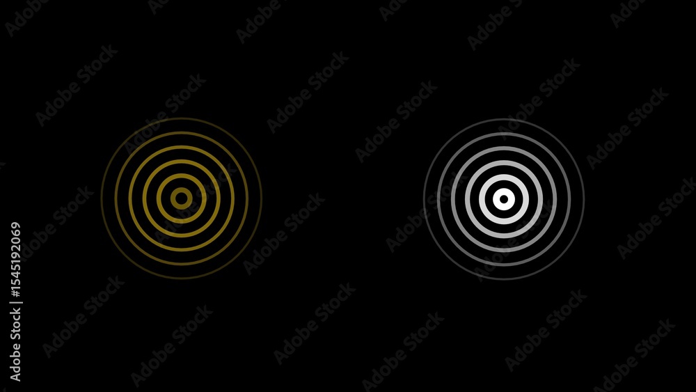 Aufkleber abstract circular graphic designs in gold and silver on a black background visual representing conce