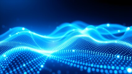 Abstract Blue Digital Waves: A dynamic and futuristic composition of digital waves, rendered in luminous blue hues, flowing across a dark expanse, suggesting connectivity and innovation.