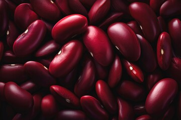 Red kidney beans arranged closely showcasing their vibrant color and smooth texture with natural highlights