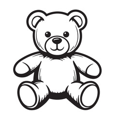 Obraz premium Adorable cartoon teddy bear illustration in black and white featuring a vintage art silhouette design perfect for childlike and classic visuals