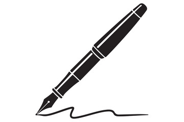 Fountain pen silhouette icon simple black vector illustration isolated on transparent
