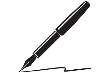 Fountain pen silhouette icon simple black vector illustration isolated on transparent
