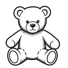 Obraz premium Adorable vintage art silhouette of a sitting teddy bear with simple lines and outlines for childrens content
