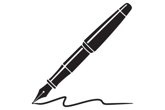 Fountain pen silhouette icon simple black vector illustration isolated on transparent
