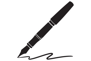 Fountain pen silhouette icon simple black vector illustration isolated on transparent
