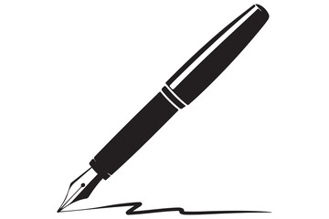 Fountain pen silhouette icon simple black vector illustration isolated on transparent
