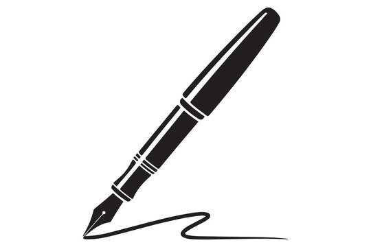 Fountain pen silhouette icon simple black vector illustration isolated on transparent
