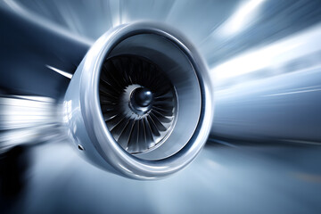 primer plano motor avión comercial