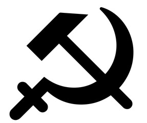 Silhouette of Hammer and Sickle – Communism, Soviet Union (USSR), Working Class Unity and Marxist Ideology – Political Emblem of Industrial and Agricultural Labor Solidarity