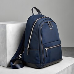 Stylish navy blue backpack for men modern design